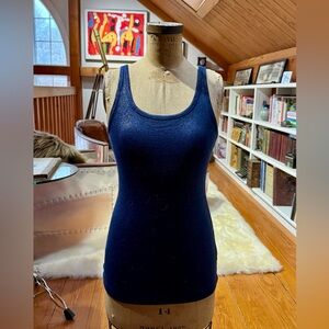 Cynthia Rowley Navy Blue Tank Top w/ Subtle Gold Metallic Shimmer Size S – NWOT